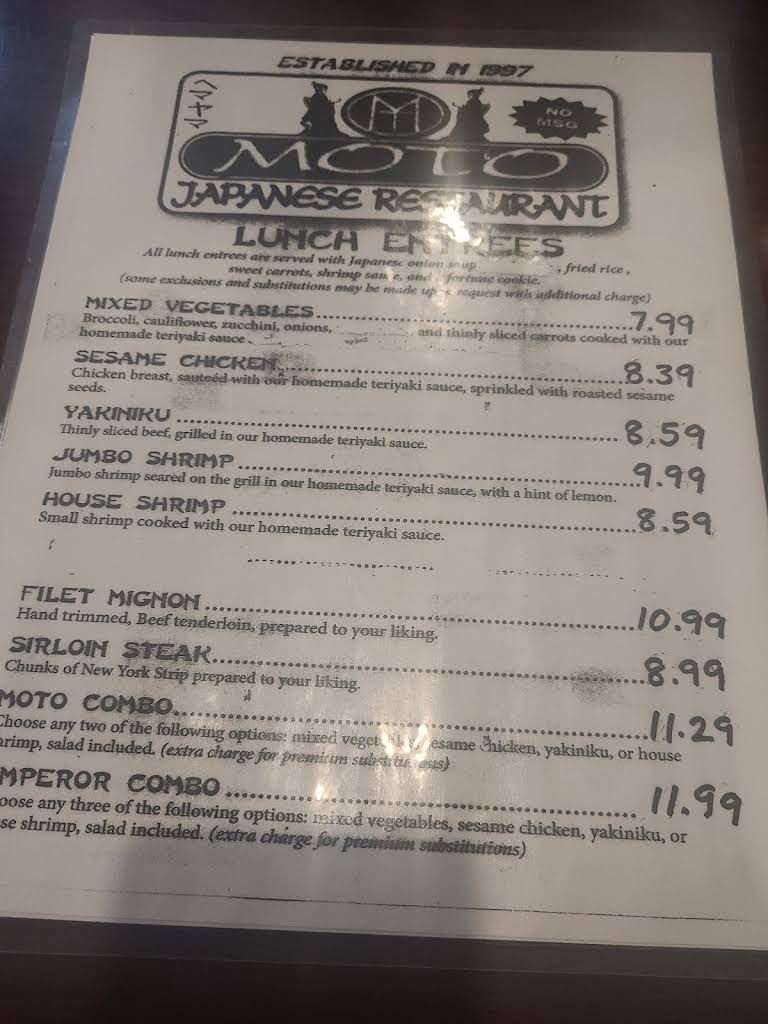 Moto Japanese Restaurant Menu 3