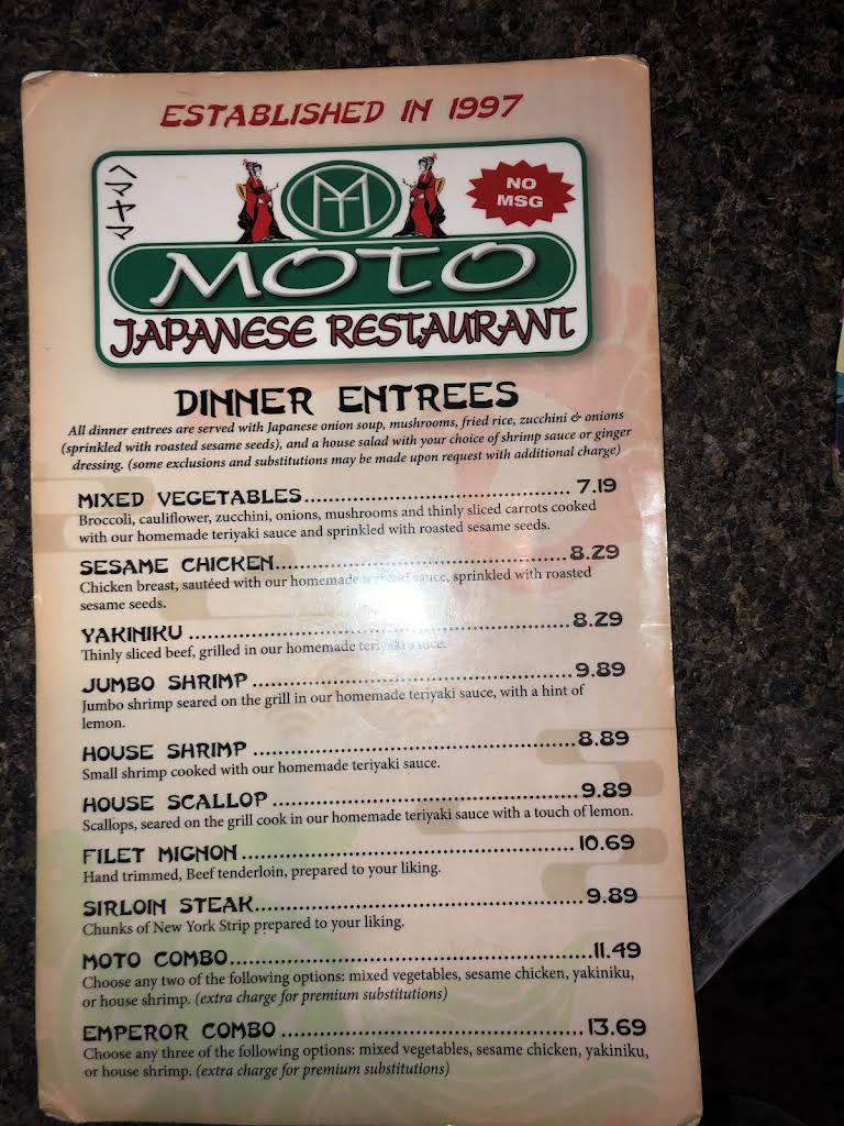 Moto Japanese Restaurant Menu 5